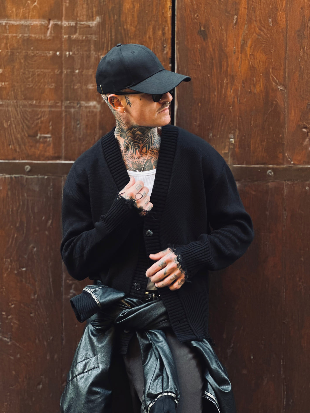 Cardigan MistoLana Destroyed Black