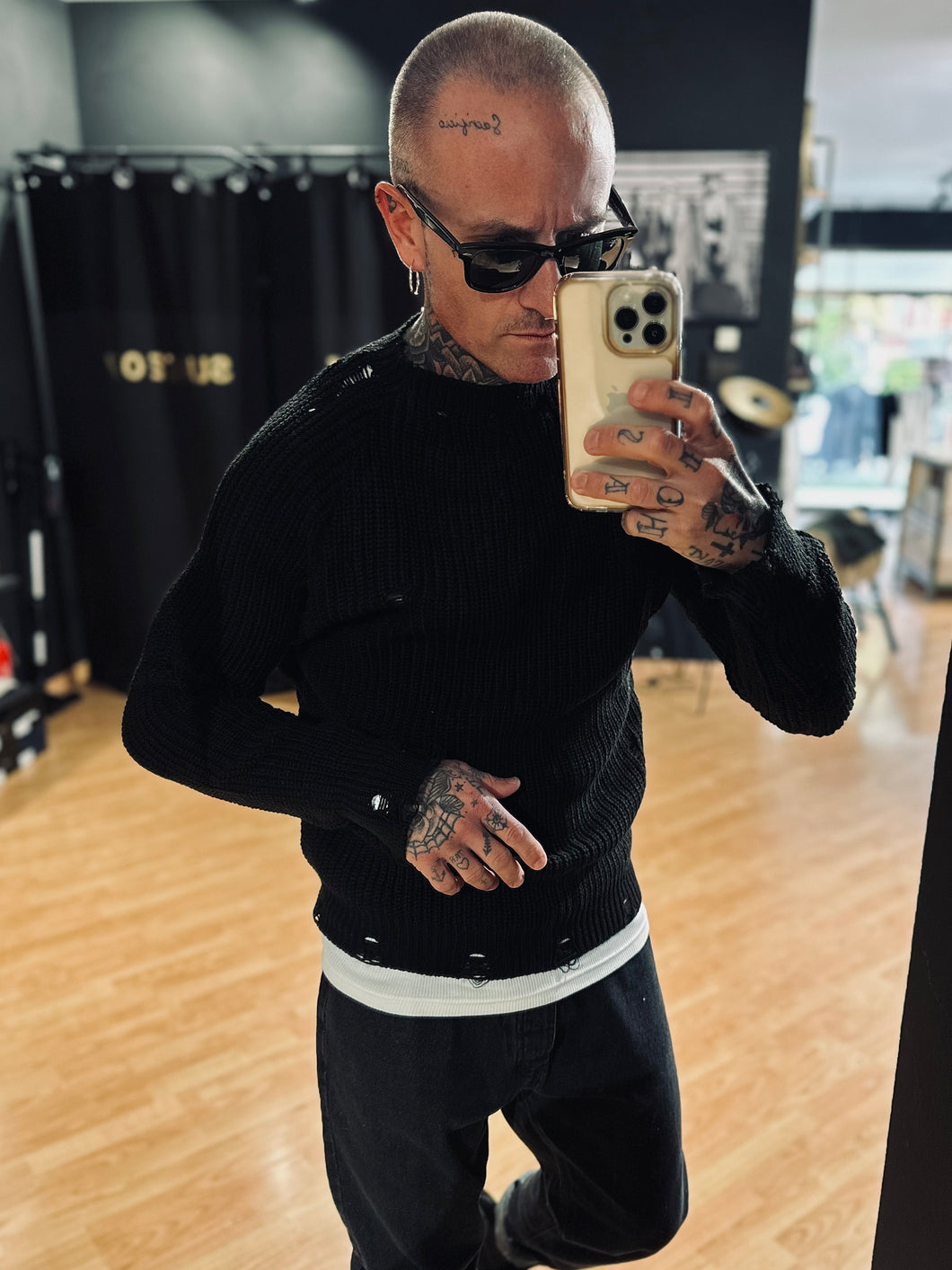 Maglione MezzoCollo Destroyed Black