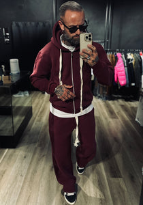 Tuta Japan Felpata Con Zip Bordeaux