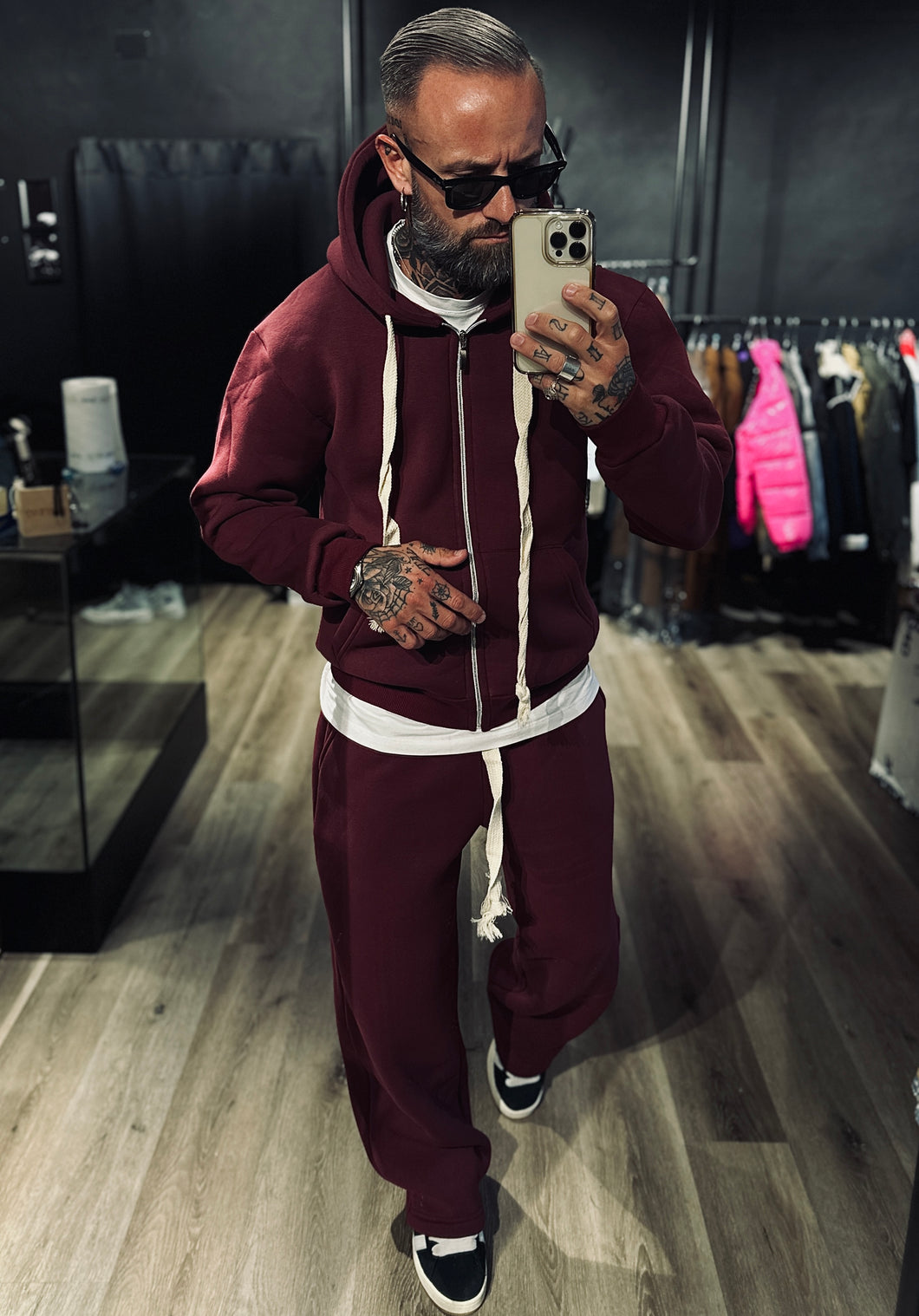 Tuta Japan Felpata Con Zip Bordeaux