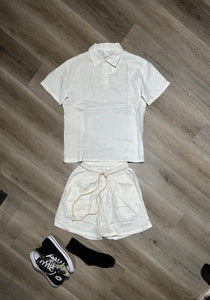 Coordinato Polo in Lino Off-White