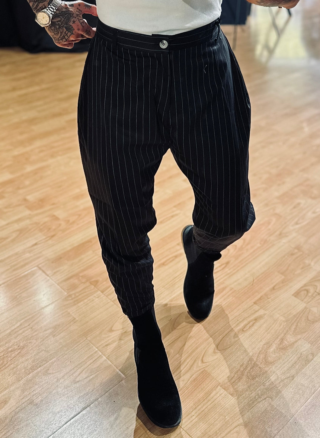 Panta DoppiaPence LooseFit Gessato Black