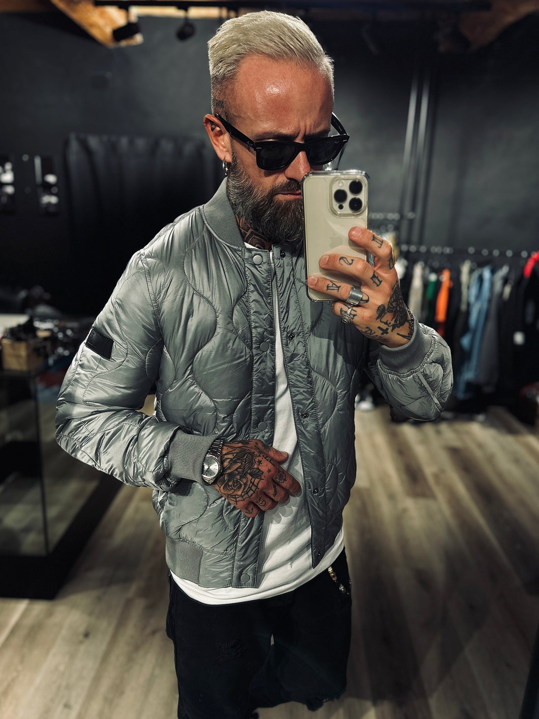 Bomber Trapuntato Silver