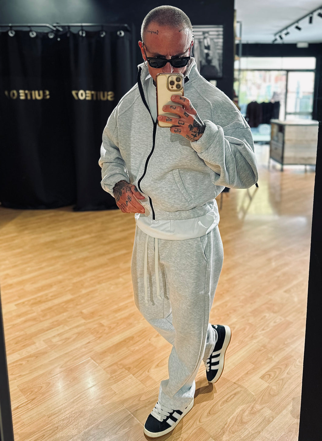 Tuta Zip Japan Felpata Grey