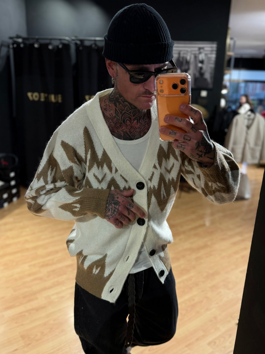 Cardigan Harlequin MistoLana MochaMousse