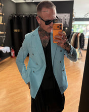 Carica l'immagine nel visualizzatore di Gallery, Blazer DoppioPetto SlimFit MistoLino Sky
