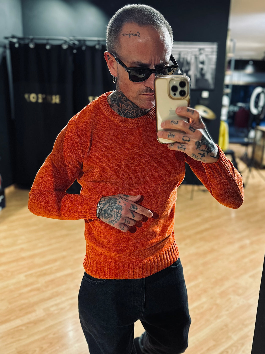 Maglione in Ciniglia Zucca