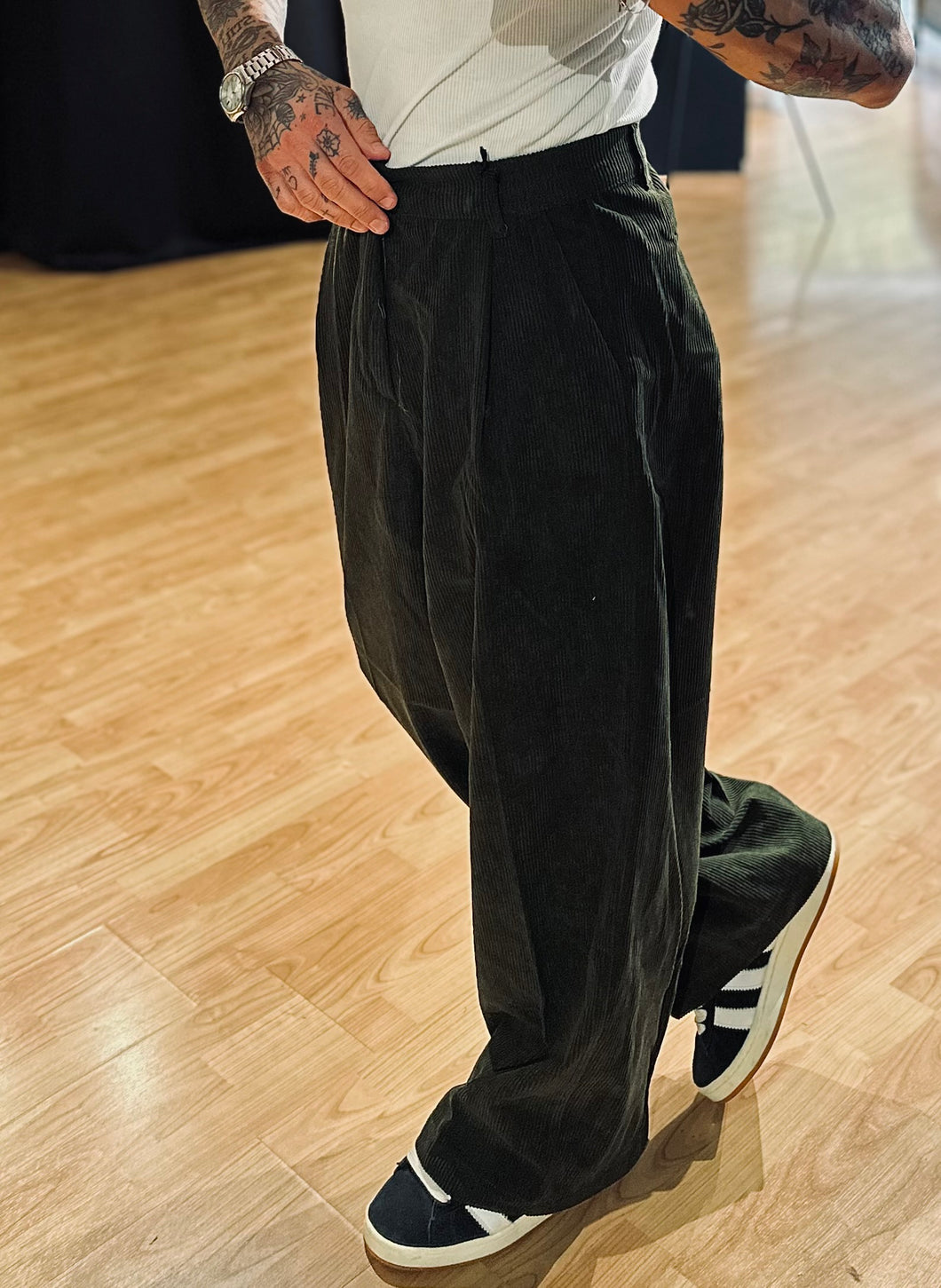 Panta SuperLooseFit a Costine VerdeArmy