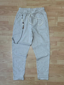 Panta LooseFit Gessato Lino MochaMousse