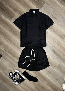 Coordinato Polo in Lino Black