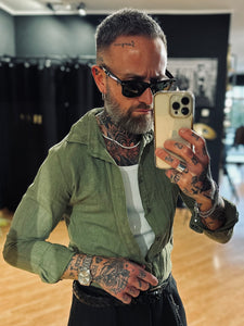 Camicia Gin in Lino VerdeArmy