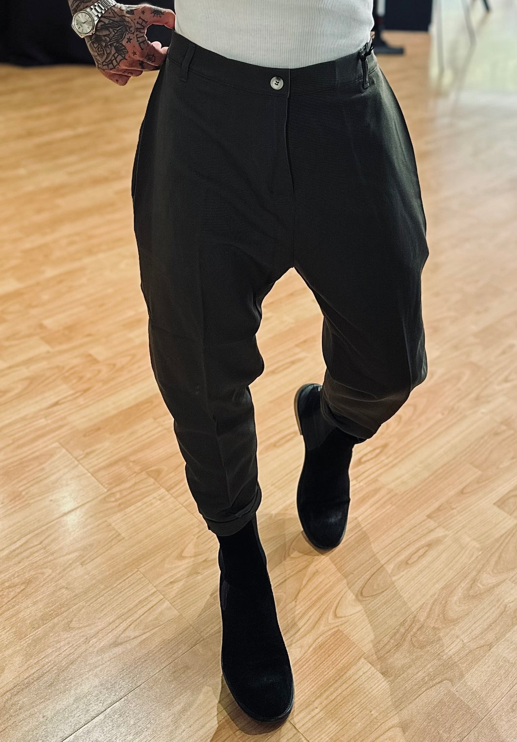 Panta Inv. LooseFit DoppiaPence Verde Army