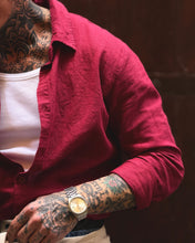 Carica l'immagine nel visualizzatore di Gallery, Camicia Panama In Lino Borgogna

