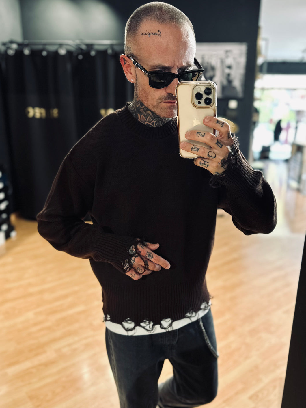 Maglione MistoLana Destroyed Cioccolato