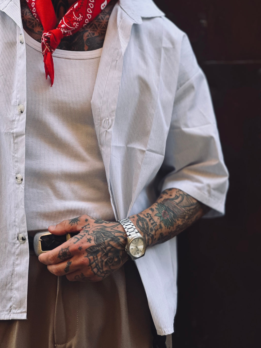 Camicia Cropped Rigata Off-White