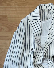 Carica l&#39;immagine nel visualizzatore di Gallery, Blazer Abito Gessato In Lino Blu
