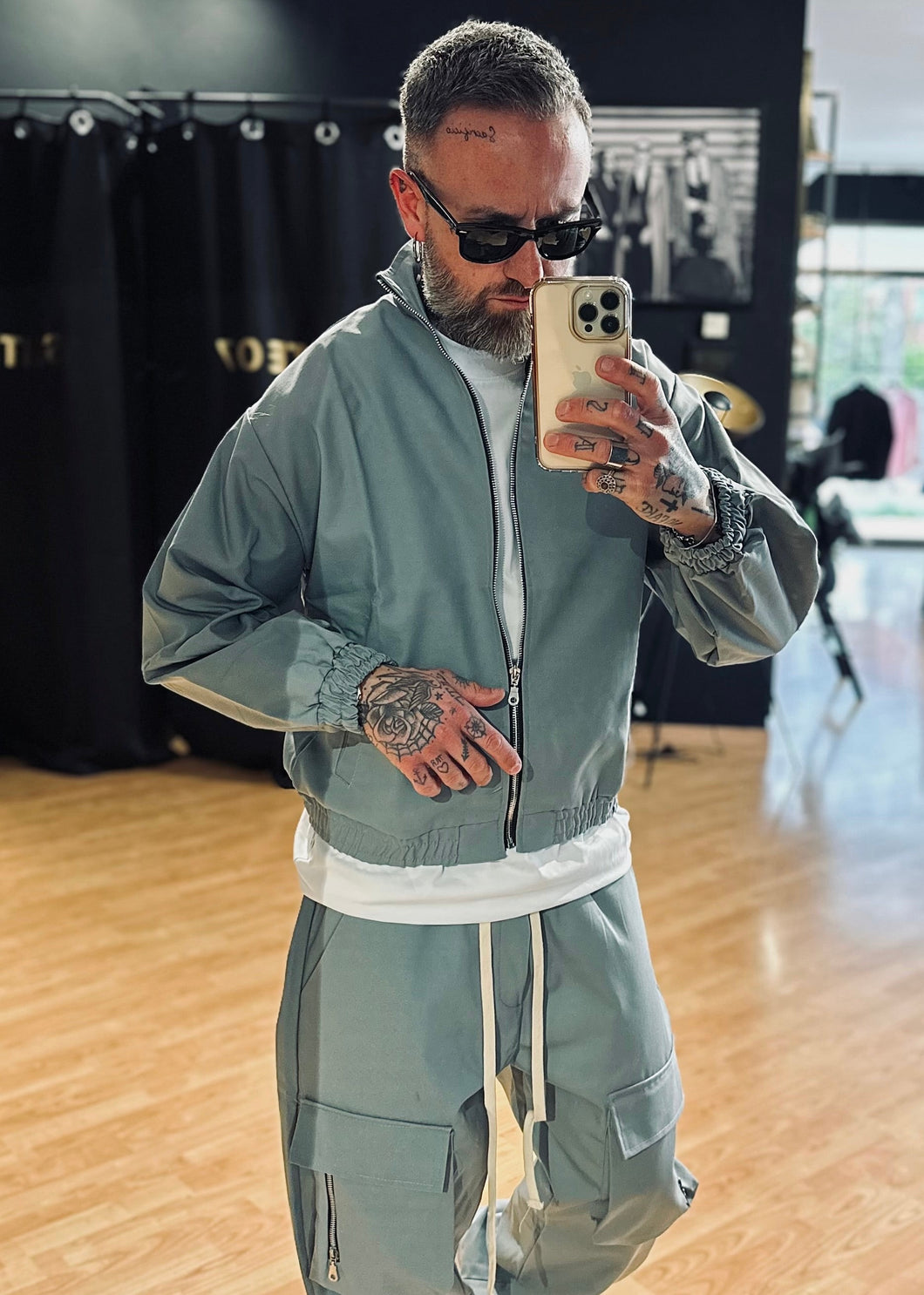 Jacket Cropped Oversize Grey