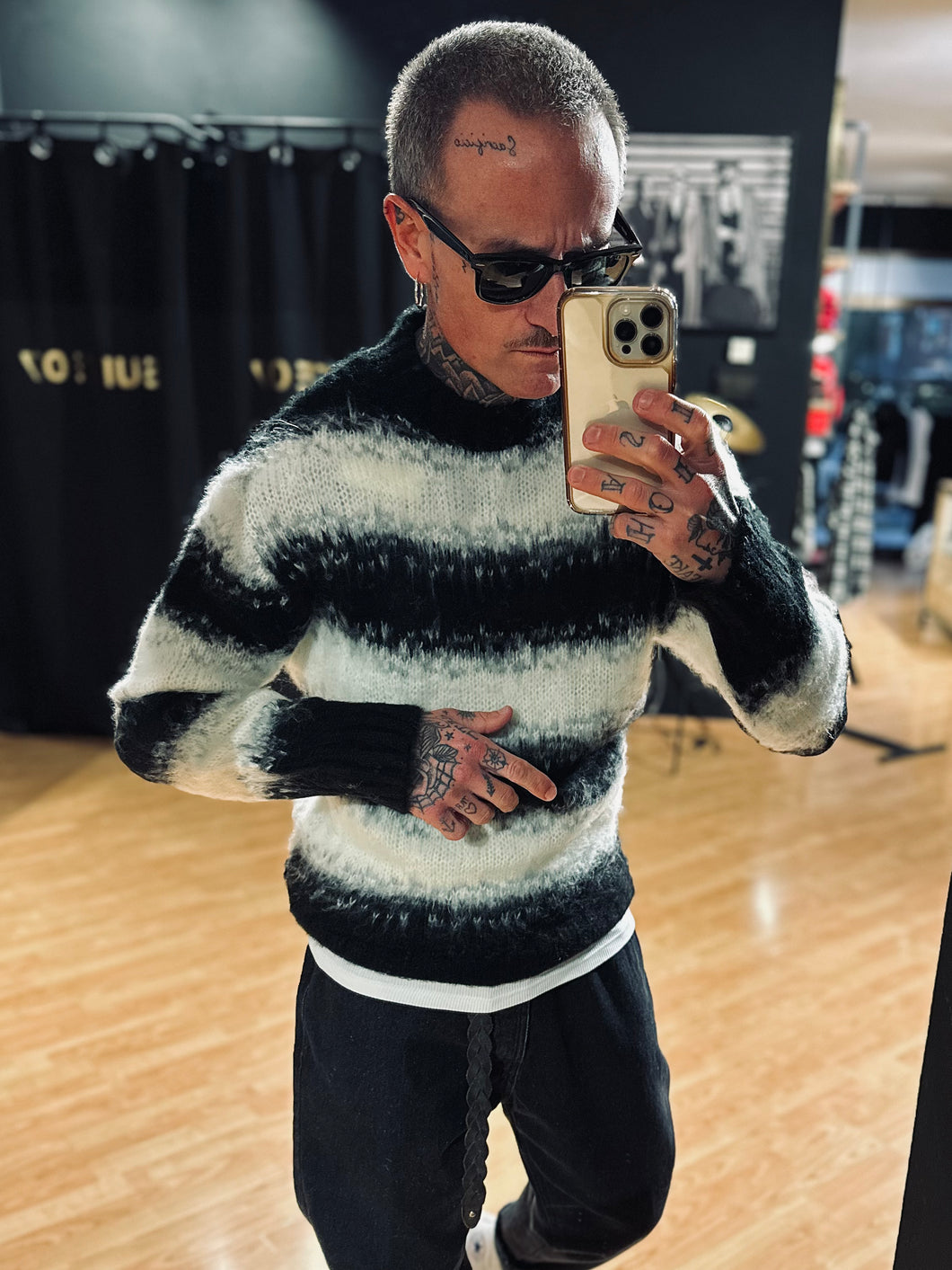 Maglione Stripes MistoLana Black