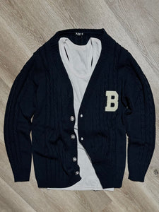 Cardigan Sir B DarkBlue BottoneArgento