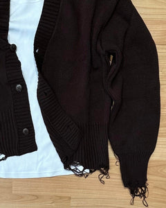Cardigan MistoLana Destroyed Cioccolato