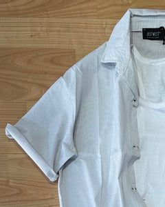 Camicia Cropped Rigata Off-White