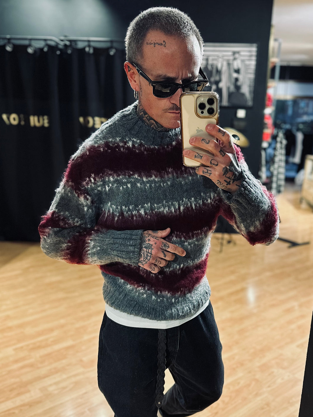 Maglione Stripes MistoLana Bordeaux