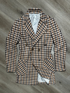 Cappotto Pied De Poule base Marrone