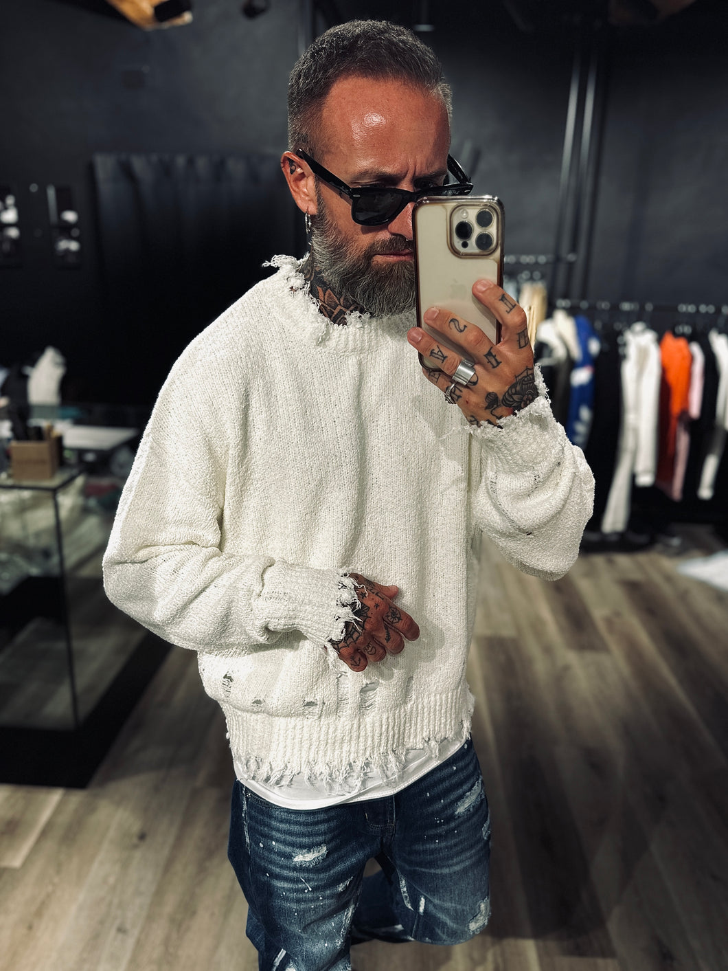 Maglione Cotone Pettinato Off-White