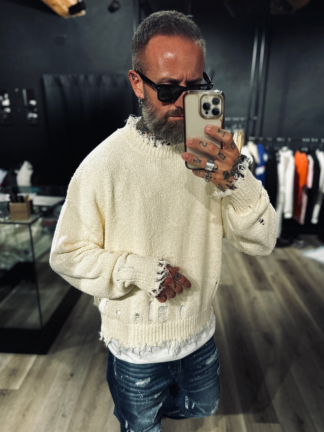 Maglione Cotone Pettinato Burro