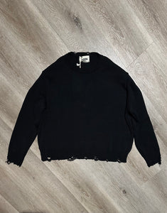 Maglioncino Crop In Filo Destroyed Black